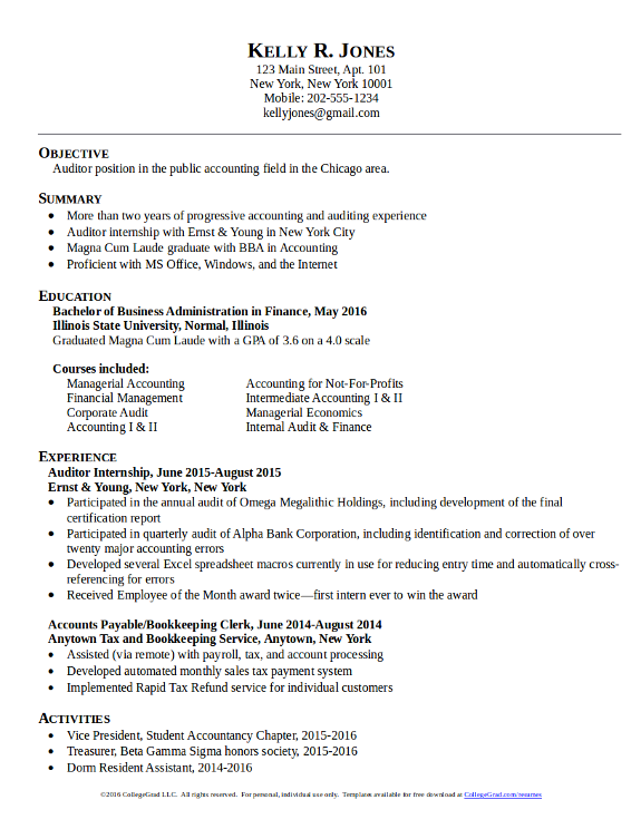 accounting resume template 575