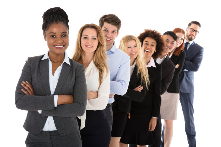 Job seekers standing in line